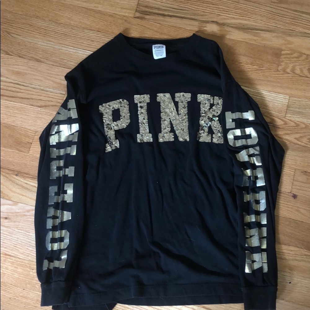 pink sequined long sleeved shirt